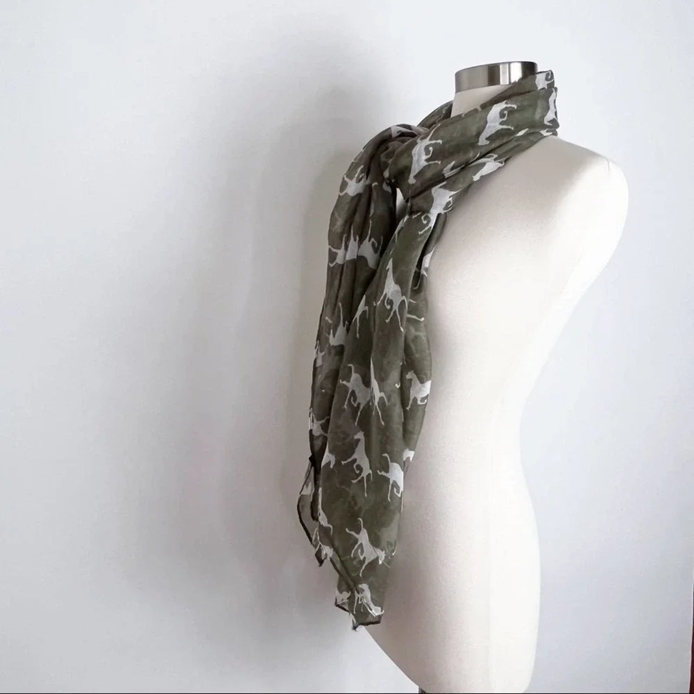 Oversized Horse Print Scarf Wrap Novelty